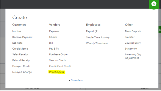printable checks for quickbooks online